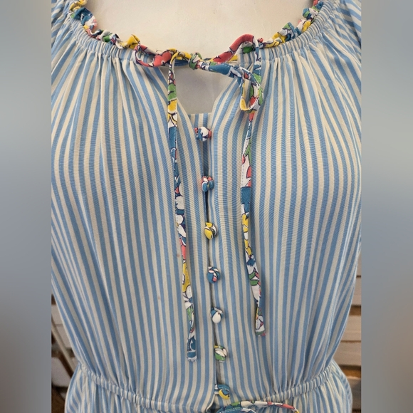 Blue Striped Dress with Colorful Accents - Picture 2 of 5